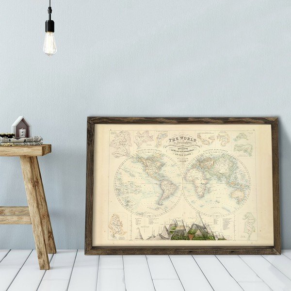 Obraz v drevenom ráme Globe, 70 × 50 cm-image-1