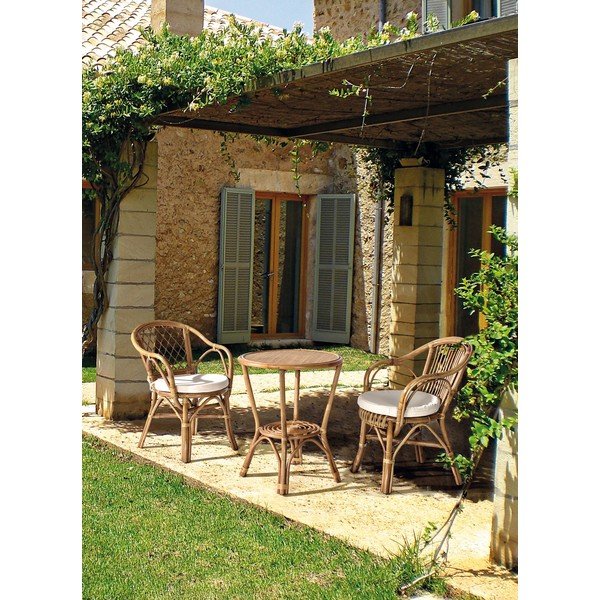 Drevená/ratanová záhradná stolička v prírodnej farbe Athina – Bizzotto-image-1