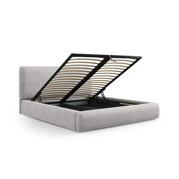 Svetlosivá čalúnená dvojlôžková posteľ s úložným priestorom s roštom 180x200 cm Colonel – Cosmopolitan Design-image-2