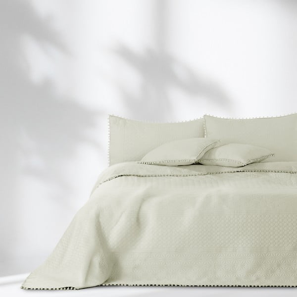 Krémovobiela prikrývka na posteľ AmeliaHome Meadore, 200 x 220 cm