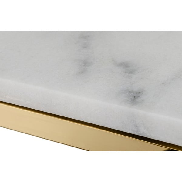 Biely mramorový konzolový stolík s podnožím v zlatej farbe RGE Marble, dĺžka 100 cm-image-1