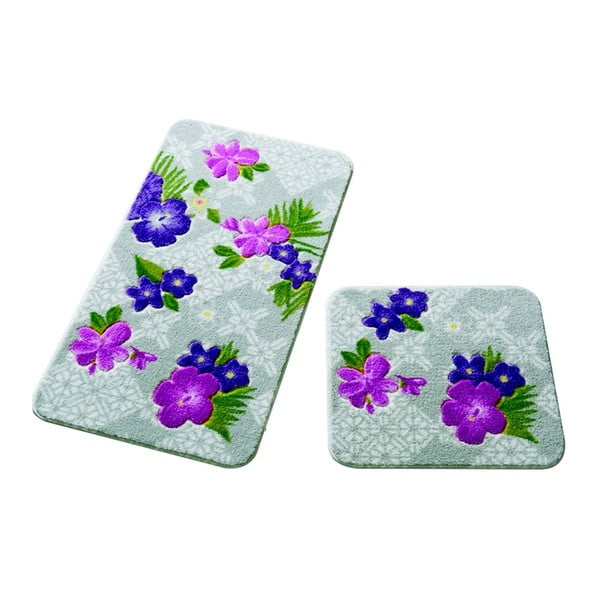 Sada 2 kúpeľňových predložiek Confetti Bathmats Tropical Purple