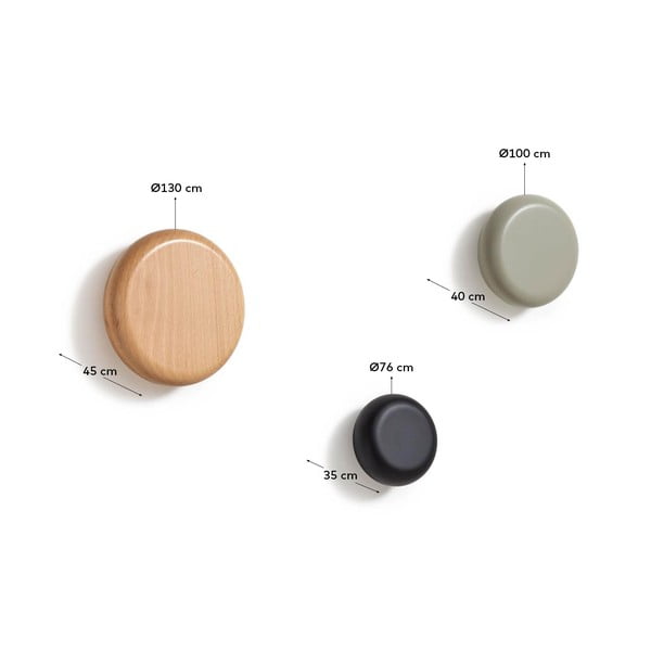 Nástenné drevené háčiky v súprave 3 ks Nadue – Kave Home-image-3