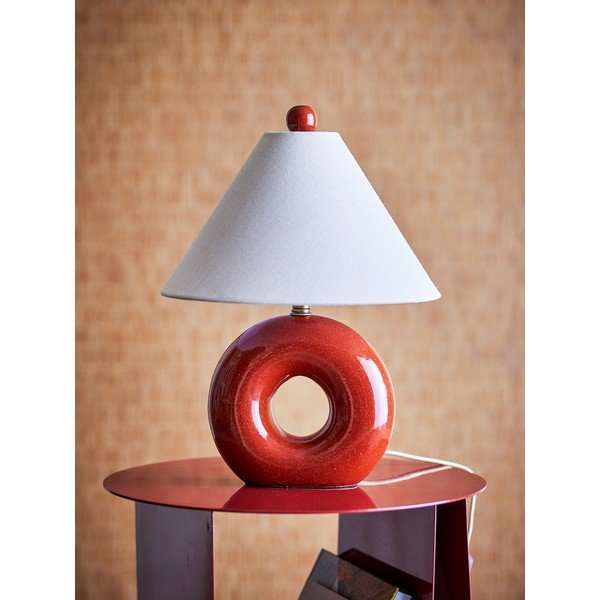 Červená/krémovobiela keramická stolová lampa s textilným tienidlom (výška  42 cm) Panja – Bloomingville-image-2
