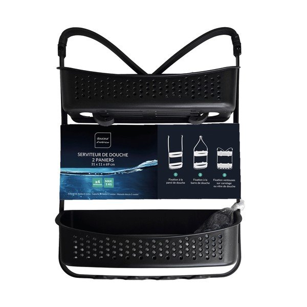 Matne čierna závesná plastová kúpeľňová polička Vesper – douceur d'intérieur-image-4