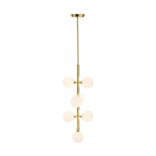 Biele/v zlatej farbe kovové závesné svietidlo so skleneným tienidlom ø 27 cm Trieste – Premier Housewares