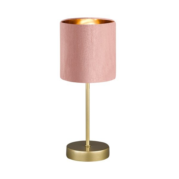 Kovová stolová lampa s textilným tienidlom v ružovo-zlatej farbe (výška 34 cm) Aura – Fischer & Honsel