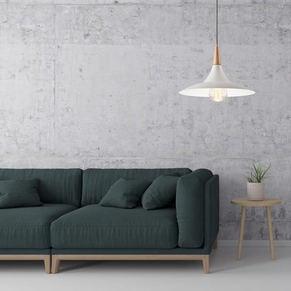 Biele závesné svietidlo s kovovým tienidlom ø 30 cm Ufo – LAMKUR-image-2