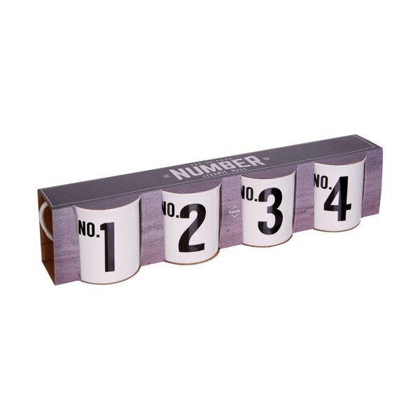 Súprava 4 hrnčekov z ázijskej imitácie porcelánu Premier Housewares Numbers, 342 ml-image-1