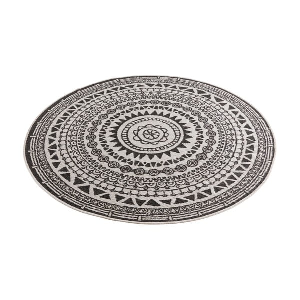 Čierno-krémový vonkajší koberec NORTHRUGS Coron, ø 140 cm-image-2