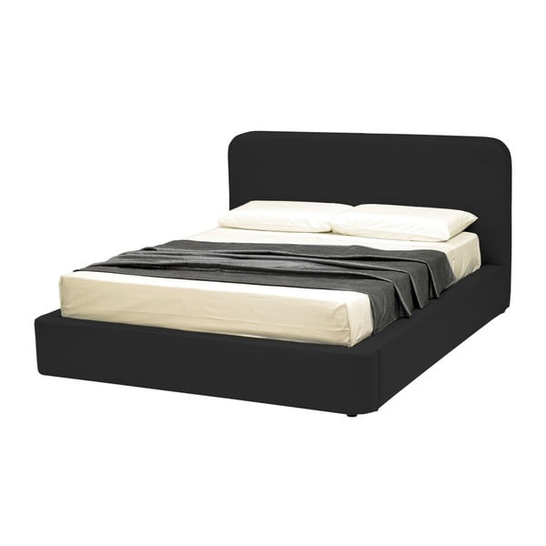 Čierna dvojlôžková posteľ s úložným priestorom a poťahom z koženky 13Casa Pegasus, 160 x 190 cm