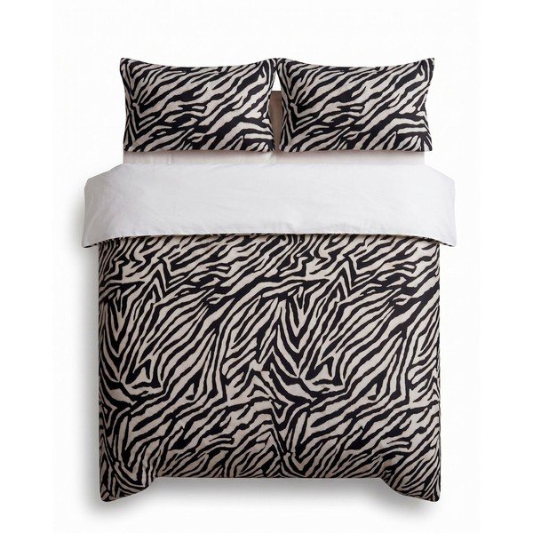 Čierne obliečky na dvojlôžko 200x200 cm Zebra – Mijolnir