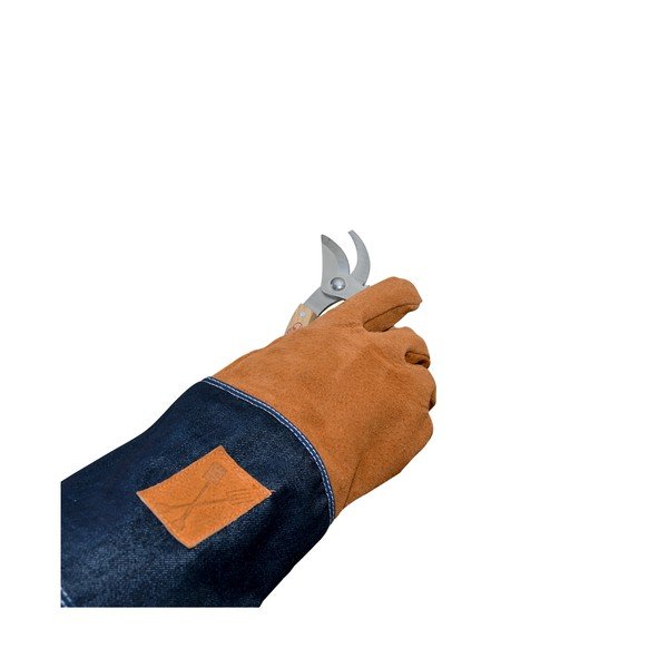 Modro-oranžové záhradnícke rukavice s ochranou zápästia Esschert Design Denim-image-4