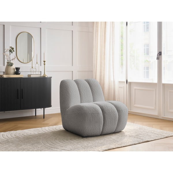 Svetlosivé kreslo z textílie buklé Janissaire – Bobochic Paris-image-1