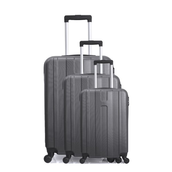 Sada 3 sivých cestovných kufrov na kolieskach Hero Atlanta