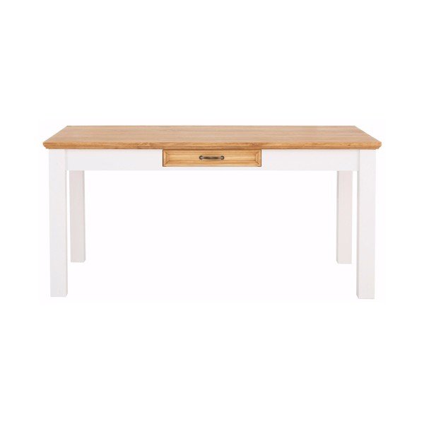 Biely jedálenský stôl z masívneho borovicového dreva so zásuvkou Støraa Suzie-image-1