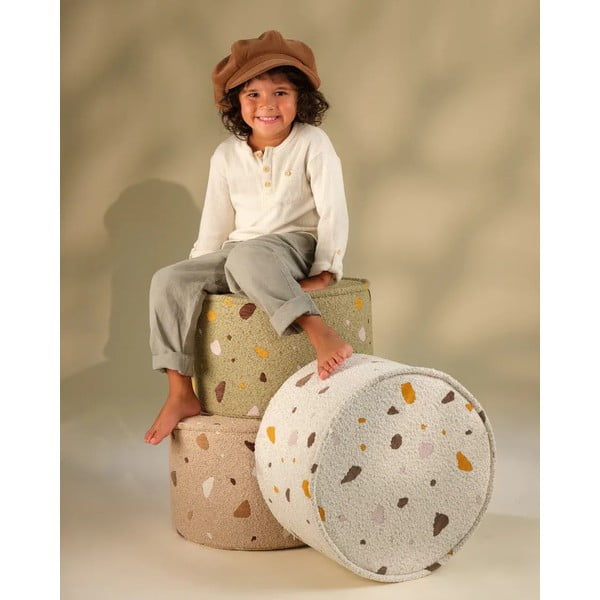 Svetlohnedý detský puf z textílie buklé/ženilkový Terrazzo – Wigiwama-image-4