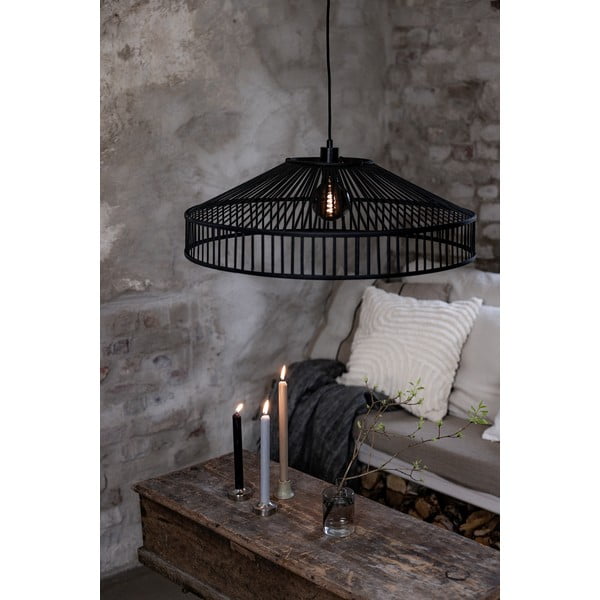 Čierne závesné svietidlo s bambusovým tienidlom ø 70 cm Tapa – Markslöjd-image-2