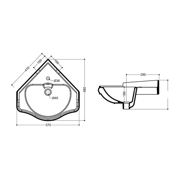 Biele keramické umývadlo 57,5x58 cm Retro – Sapho-image-3