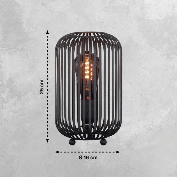 Čierna stolová lampa s kovovým tienidlom (výška 25 cm) Cage – Fischer & Honsel-image-2