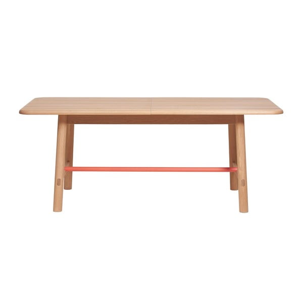 Rozkladací stôl z dubového dreva s koralovočervenou priečkou HARTÔ Helene, šírka 240 cm