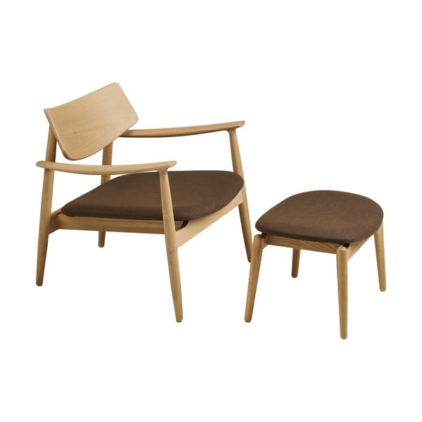 Hnedé kreslo s podnožkou Olvera – House Nordic-image-2