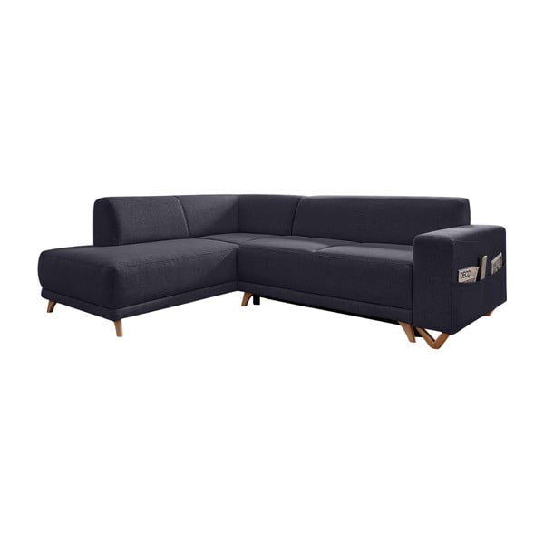 Antracitová rozkladacia/s úložným priestorom rohová pohovka (ľavý roh/do L) Classy Sophie – Miuform