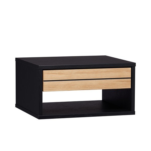Čierny/v prírodnej farbe závesný nočný stolík v dekore duba Stripe – Woodman-image-3