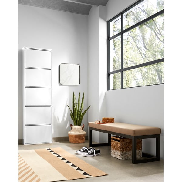 Biela kovová výklopná skrinka na topánky 50x169x15 cm Ode – Kave Home-image-3