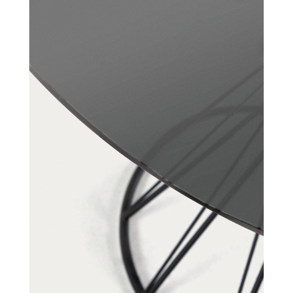 Čierny okrúhly jedálenský stôl so sklenenou doskou ø 120 cm Niut – Kave Home-image-2