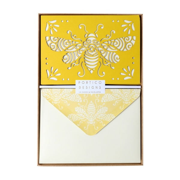 Sada 10 komplimentiek s obálkami Portico Designs FOIL Honeybee