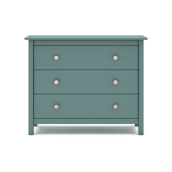 Nízka detská komoda z borovicového dreva v petrolejovej farbe 100x80 cm Max – Marckeric-image-3