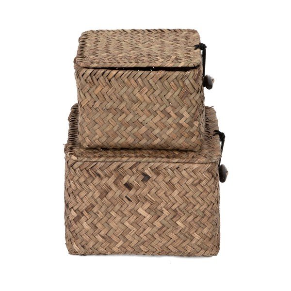 Súprava 2 tmavohnedých úložných košíkov z trstiny Compactor Lidwhite-image-4