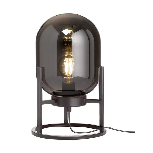 Čierna stolová lampa so skleneným tienidlom (výška  34 cm) Regi – Fischer & Honsel