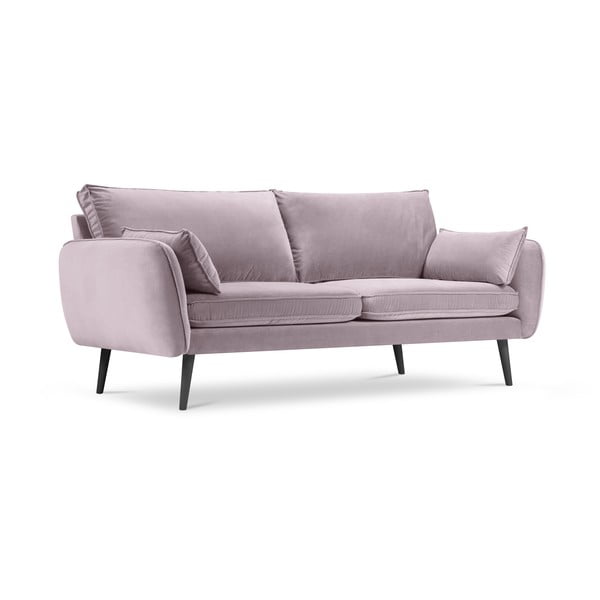 Svetloružová zamatová pohovka s čiernymi nohami Kooko Home Lento, 198 cm-image-2