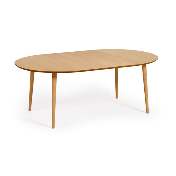 Rozkladací jedálenský stôl v dekore duba v prírodnej farbe ø 120 cm Oqui – Kave Home-image-3