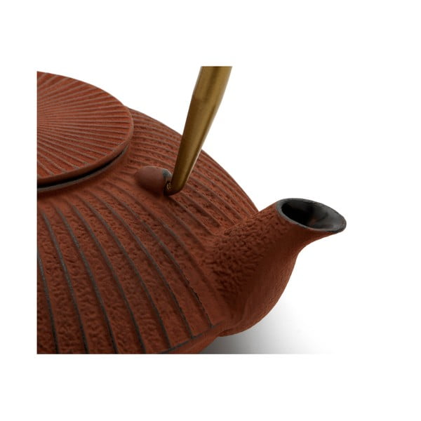 Svetločervená liatinová kanvica na čaj 1,1 l Linhai – Bredemeijer-image-1