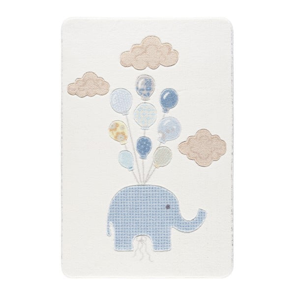 Detský biely koberec Confetti Sweet Elephant, 133 × 190 cm