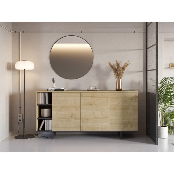 Nízka komoda v dekore duba v prírodnej farbe 170x80 cm Cequoia – Marckeric-image-1