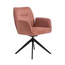 Ružové čalúnené jedálenské kreslo s podrúčkami Roxana – Unique Furniture