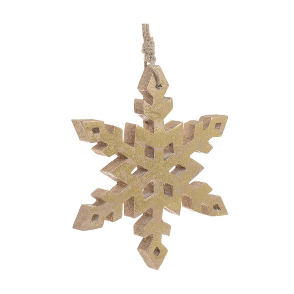 Vianočná drevená závesná dekorácia v tvare snehovej vločky InArt Freya