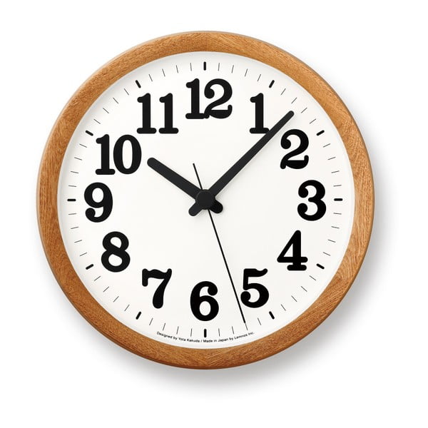 Nástenné hodiny s hnedým rámom Lemnos Clock Issue, ⌀ 29,8 cm
