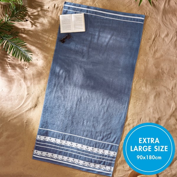 Modrá bavlnená plážová osuška 90x180 cm Anchors – Catherine Lansfield-image-4