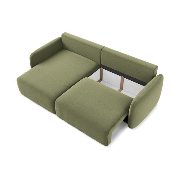 Zelená zamatová rozkladacia/s úložným priestorom rohová pohovka (ľavý roh/s leňoškou) Kalena – Makamii-image-4