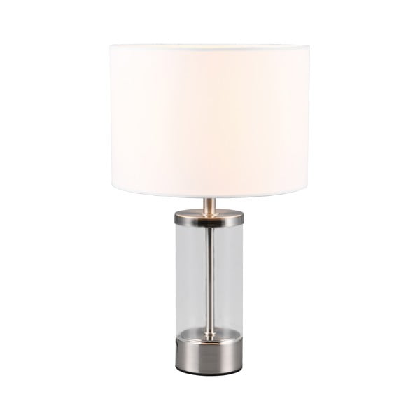 Stolová lampa v striebornej farbe s textilným tienidlom (výška 33,5 cm) Grazia – Trio