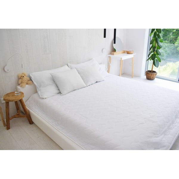 Biely mušelínový prešívaný pléd 210x240 cm Plain Muslin – Butter Kings-image-2