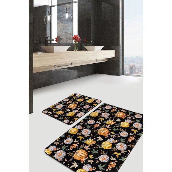 Čierno-oranžové kúpeľňové predložky v súprave 2 ks 60x100 cm – Mila Home-image-1