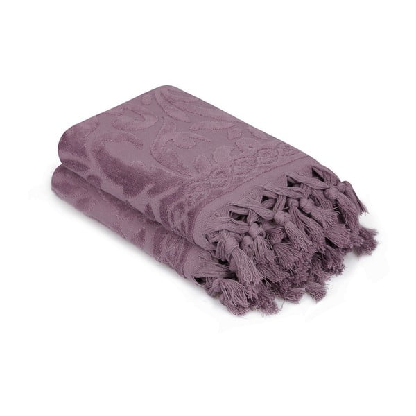 Sada 2 fialových bavlnených uterákov Madame Coco Bohéme, 50 × 90 cm