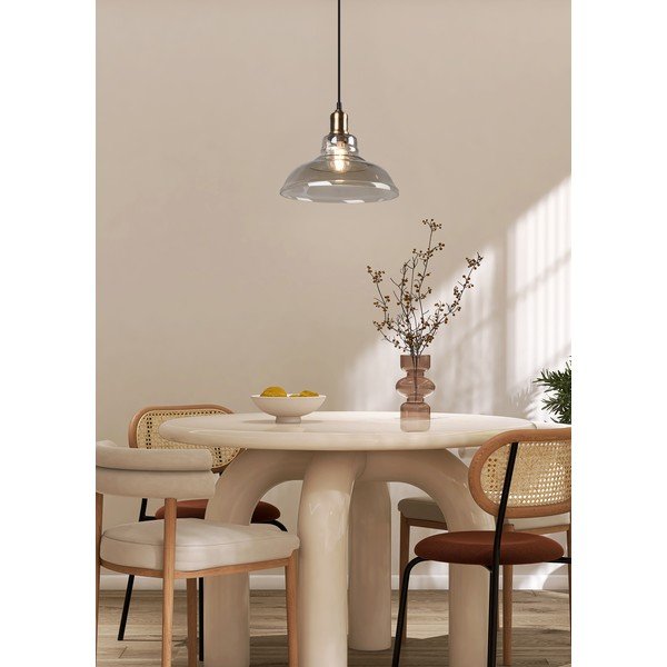 Kovové závesné svietidlo v mosadznej farbe so skleneným tienidlom ø 28 cm Aldo – Reality-image-1