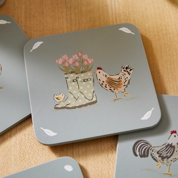 Sivé korkové tácky v súprave 4 ks Hen House Lane – Cooksmart ®-image-2